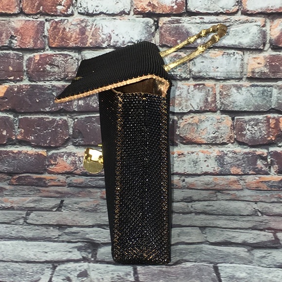 Whiting & Davis Vintage Mesh Black gold Purse - Picture 3 of 8